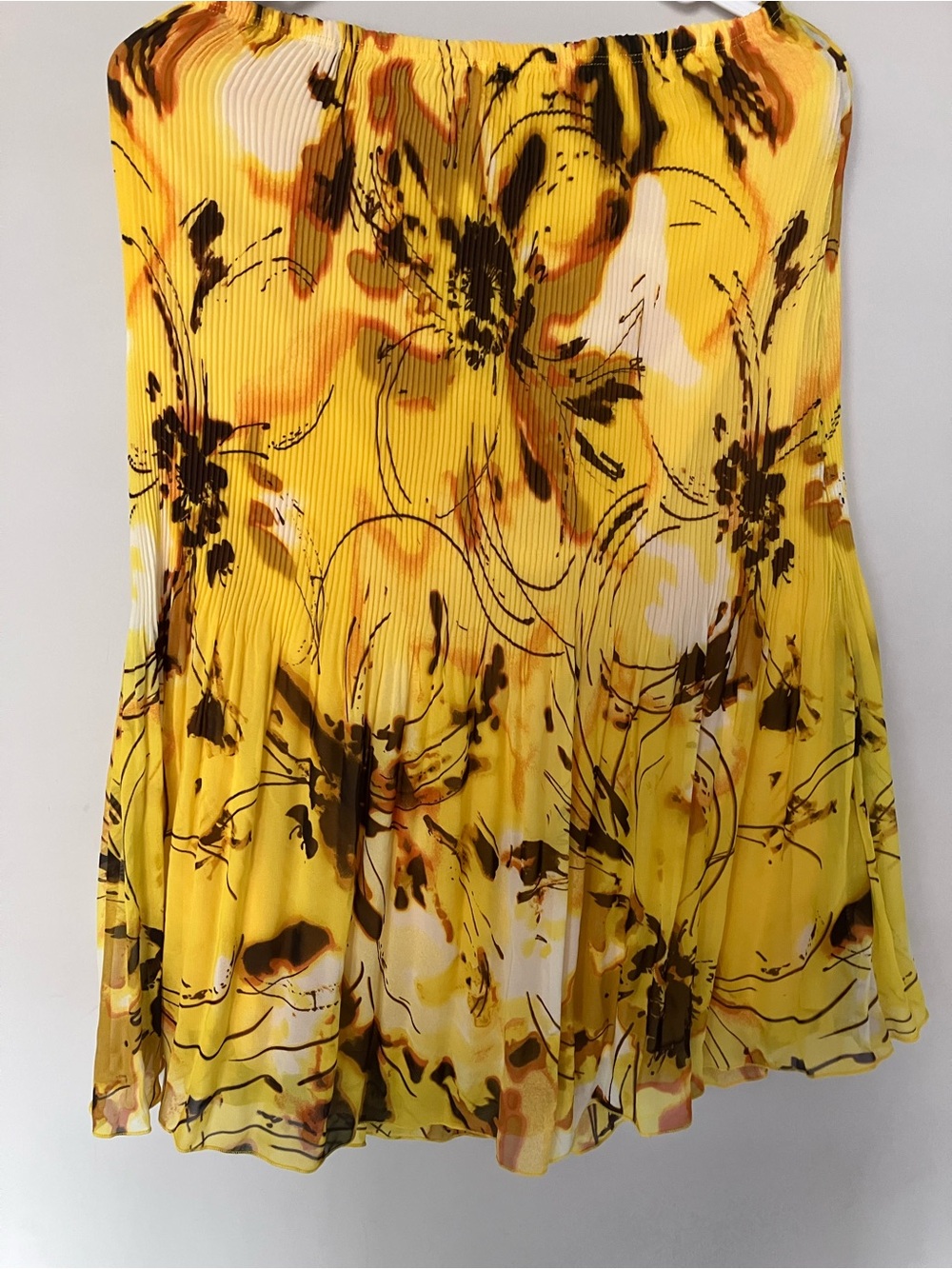 Yellow Floral Pleated Women’s Skirt